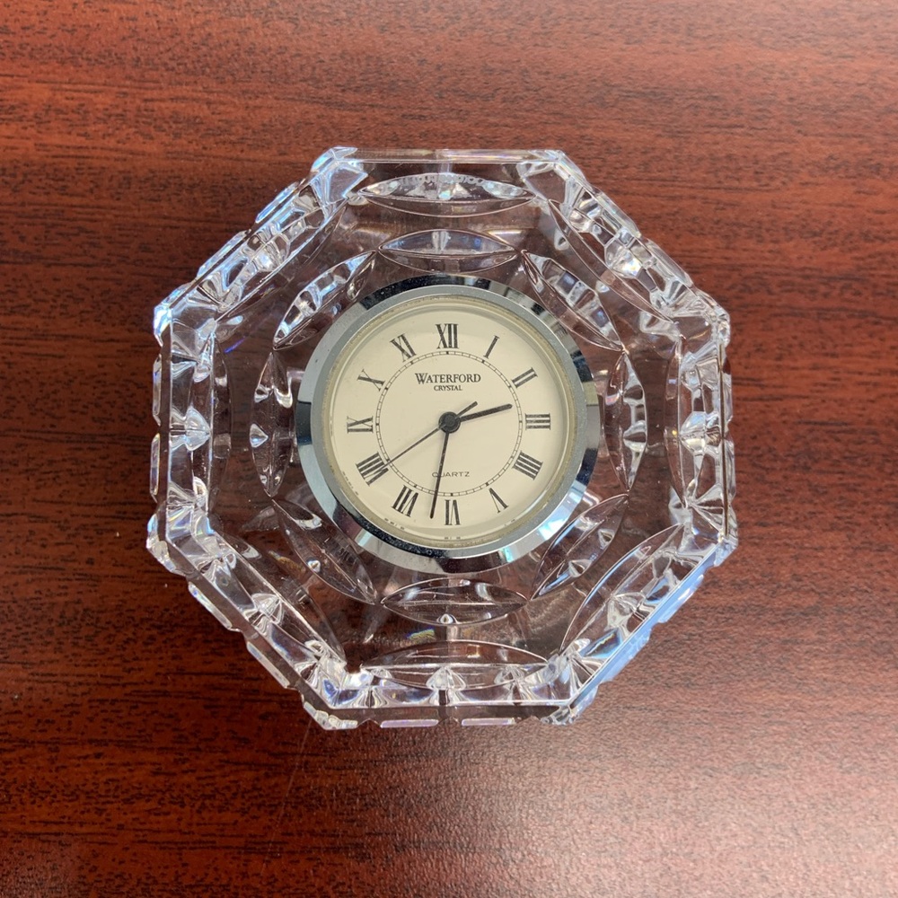 Waterford Silver and White Crystal Accent Clock